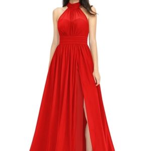 Azazie Iman in Red full length dress